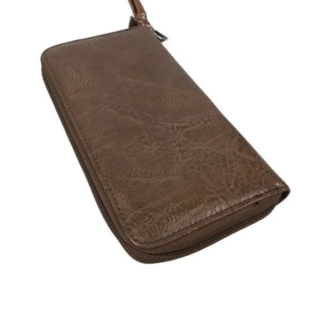 Justin Women Wallet Western Wristlet Clutch Brown Teal Embroidery Zip Around New